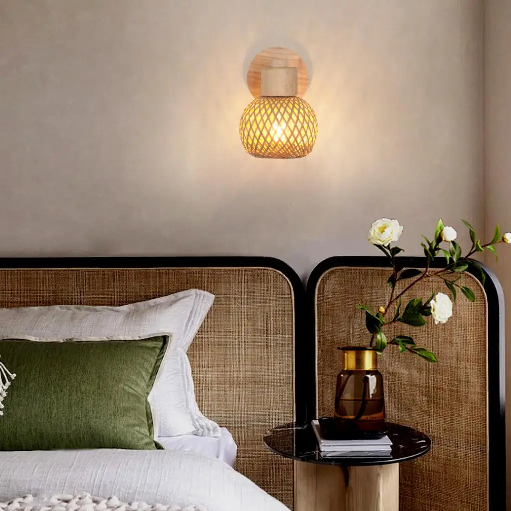 Rattan Bamboo Wall Sconce