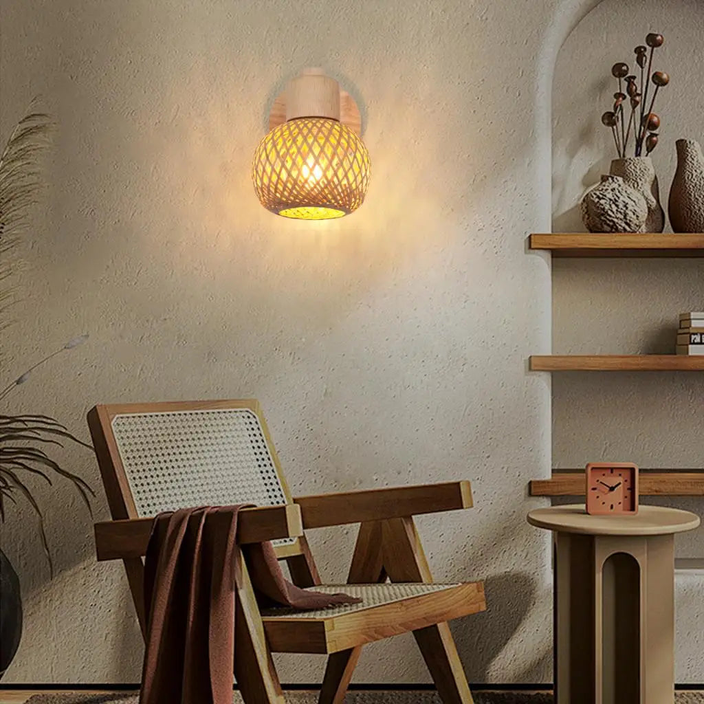 Rattan Bamboo Wall Sconce
