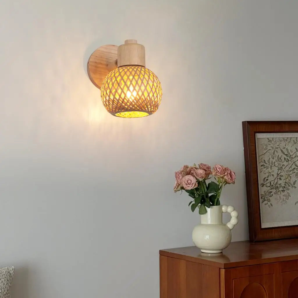 Rattan Bamboo Wall Sconce