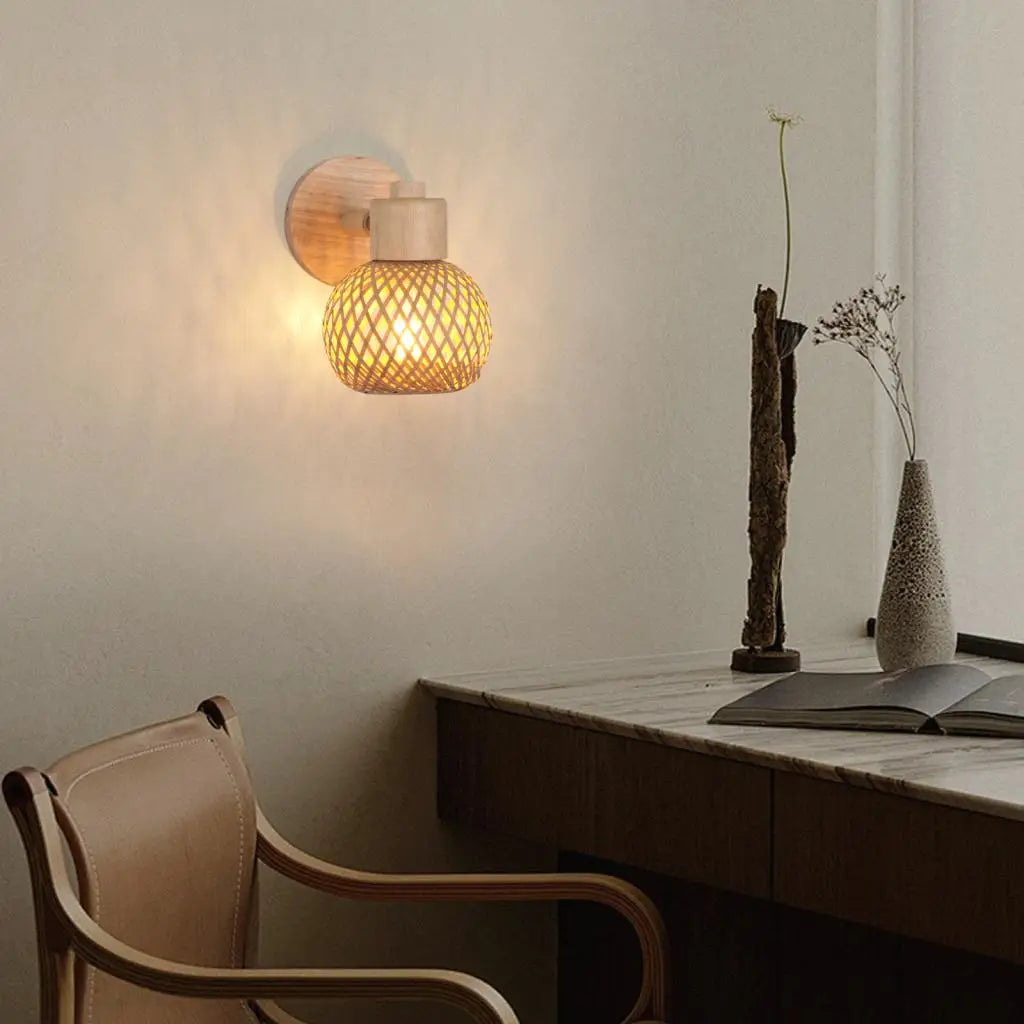 Rattan Bamboo Wall Sconce