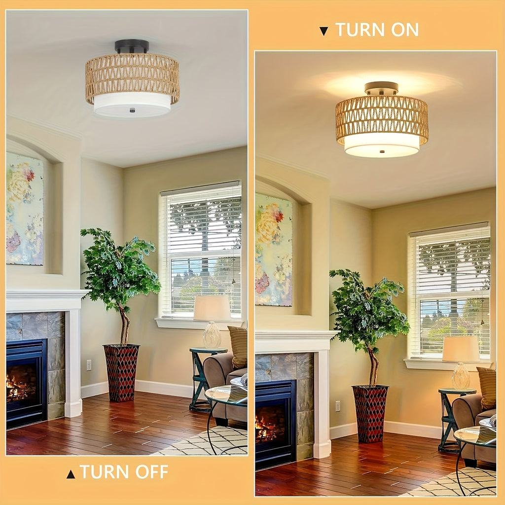 Boho Rattan Ceiling Light