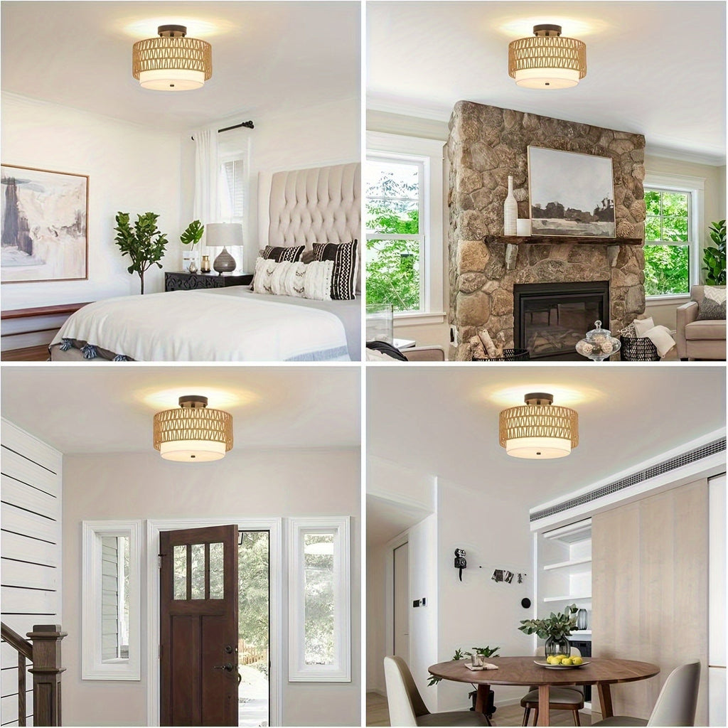 Boho Rattan Ceiling Light